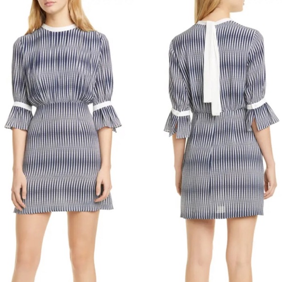 Reiss Dresses & Skirts - Reiss Nika Zigzag Print Tie Back Dress Navy 2 NWT